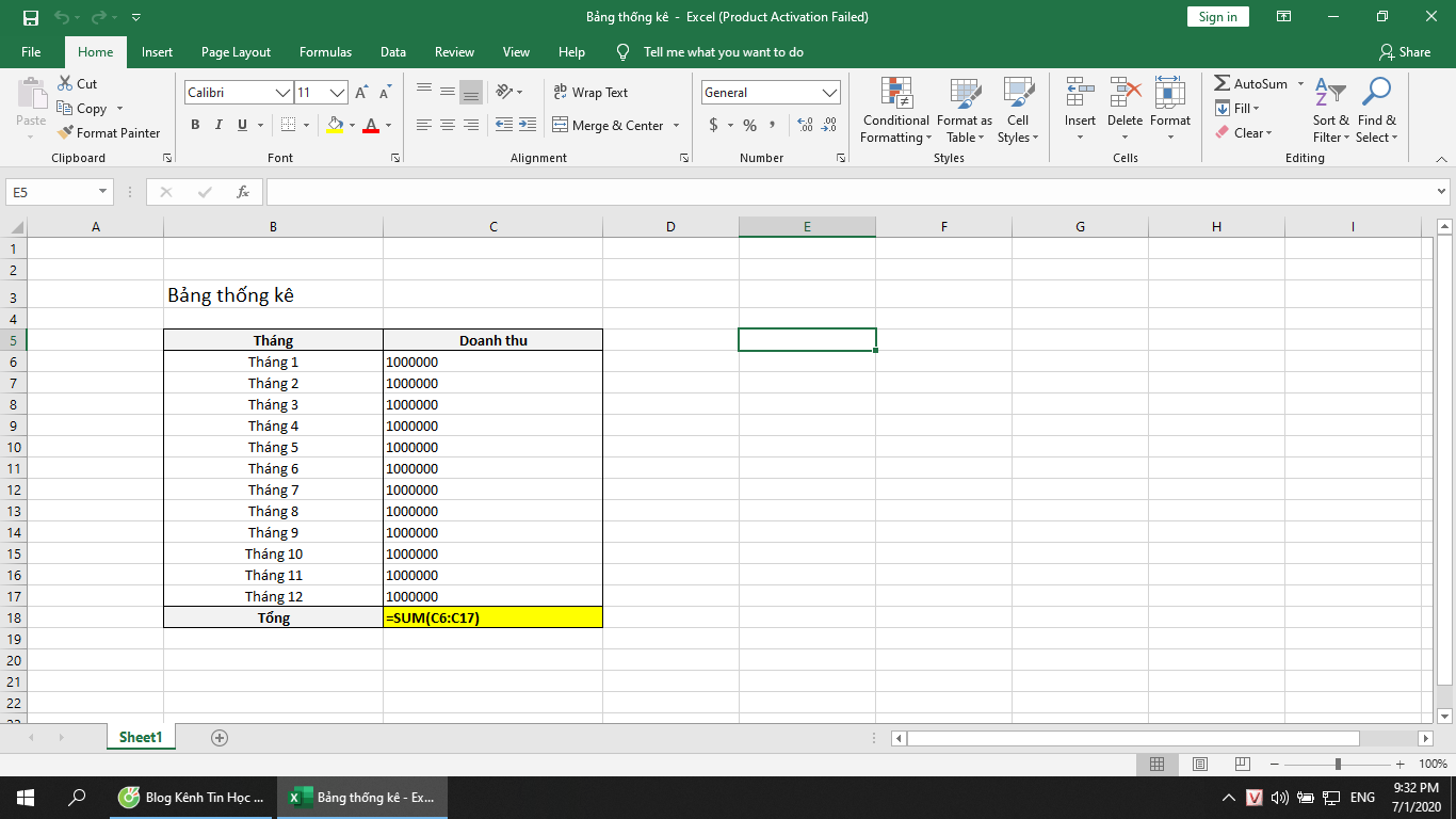Bấm nhầm làm cột Excel bị rộng, không tính công thức